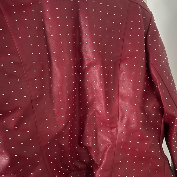 New York & Company Red Studded Leather Jacket - Picture 3 of 4